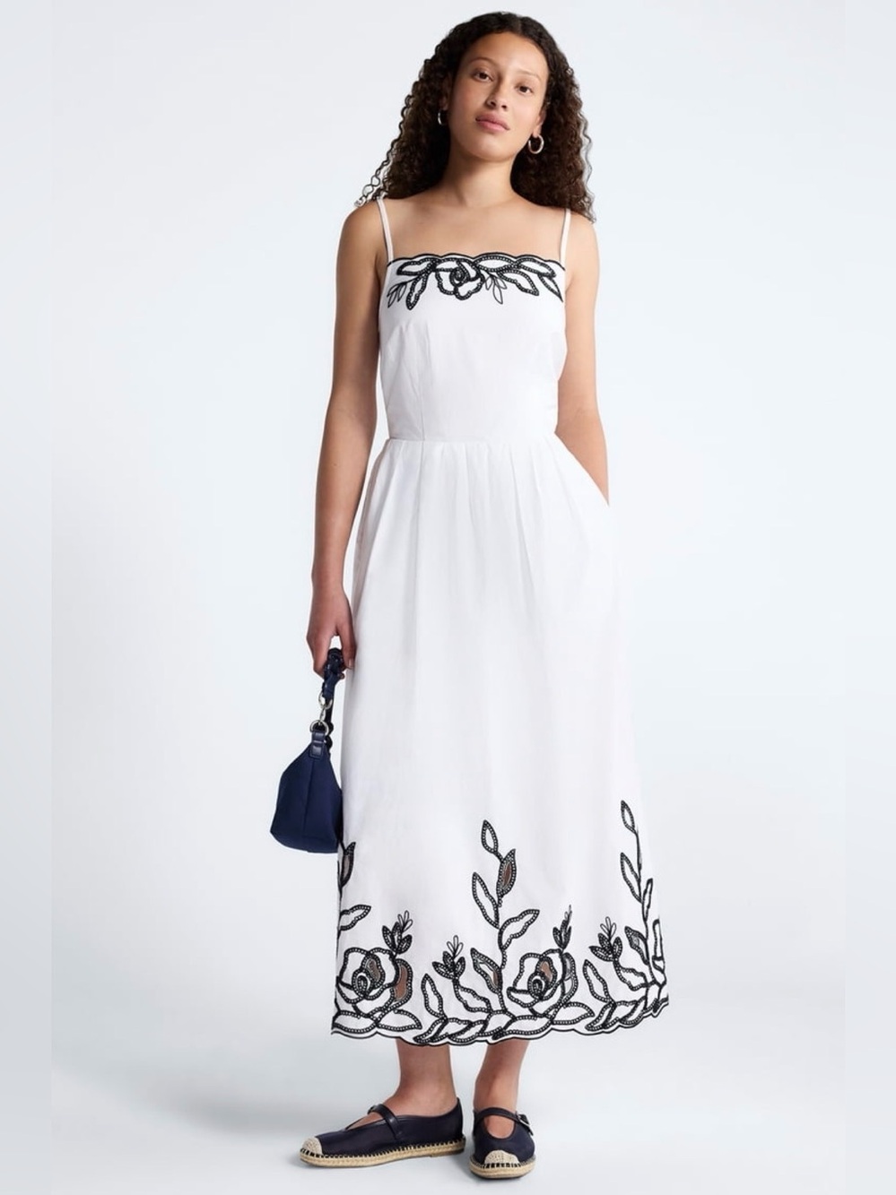 Free Assembly Women’s Embroidery Cotton Midi Dress